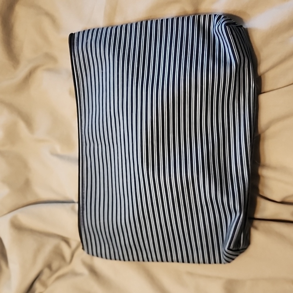 Thirty One large blue stripe zip pouch